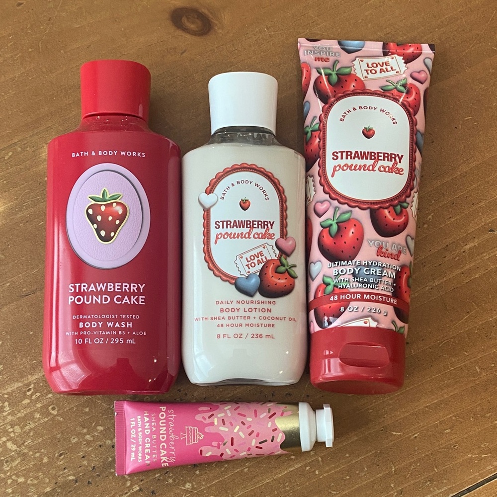 Bath & Body Works Strawberry Pound Cake Body Wash Lotion Body Cream